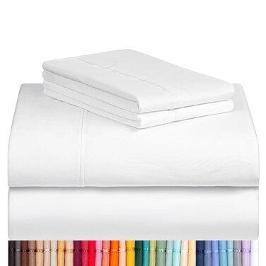 LuxClub Queen Size Sheet Set, CoolingSoft Deep Pocket Bed Sheets, 4PC