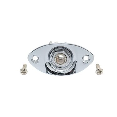 Musiclily Basic 6.35mm Oval Guitar Loaded Jack Socket Plate Chrome