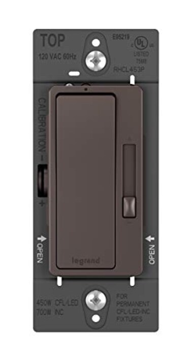Legrand Radiant 450W LED Dimmer Light Switch 3-Way Rocker Dark Bronze 1Pack