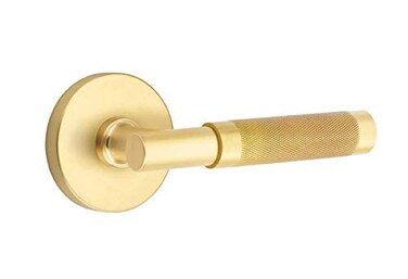 Emtek Select Privacy, Disk Rosette, T-Bar Stem, Knurled Handle ,Right Hand, Satin Brass