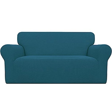 Easy-Going Stretch Loveseat Couch Covers Washable Peacock Blue