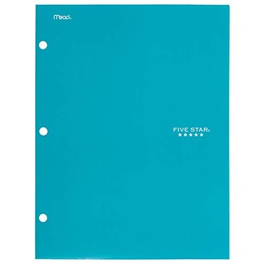 Five Star 4 Pocket Folder, 2 Pocket Folder Plus 2 Additional Pockets, Teal ,72087