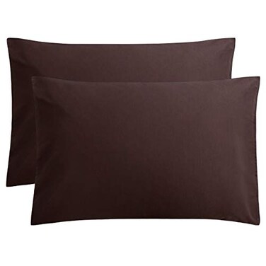 FLXXIE 2-Pack Microfiber Queen Pillow Cases, Envelope Closure, Dark Brown