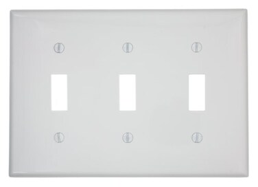 Leviton 3-Gang Toggle Device Switch Wallplate, 80711-W, White