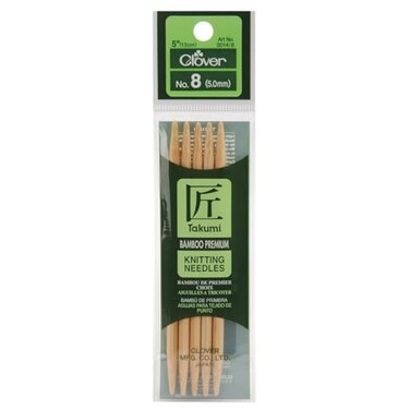 Clover Takumi Bamboo Double Point Knitting Needles 5 5/Pkg-Size 8/5mm