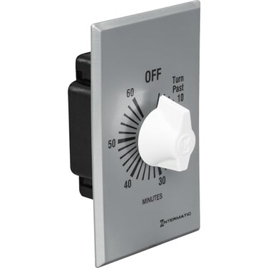 Intermatic FF60MC 60-Minute Spring Wound Countdown Wall Timer, Brushed Metal
