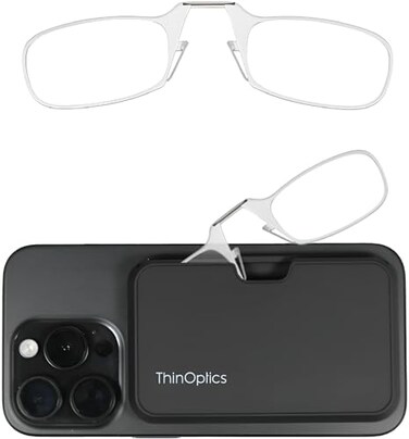 ThinOptics Pod Reading Glasses - Slim Armless Pocket Readers - Black, Clear 1.5x