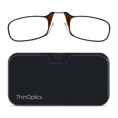 ThinOptics Pod Reading Glasses - Slim Armless Pocket Readers - Black, Brown 2.5x