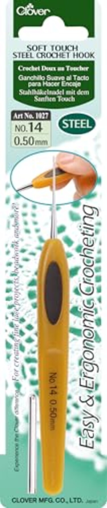 Clover Soft Touch Steel Crochet Hooks, No. 14/0.50mm ,1027