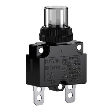 DIYhz 3Amp Circuit Breakers Thermal Overload Switch Protector 88 Series Manual Push Button Reset with Quick Connect Terminals and Waterproof Button Cap 32VDC or 125/250VAC