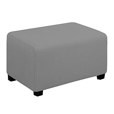 Easy-Going Stretch Small Rectangle Ottoman Cover Light Grey