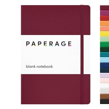 PAPERAGE Blank Journal Notebook, ,Burdy, 160 Pages, Medium 5.6 in x 8 in - 100 GSM Thick Paper“ Hardcover Journaling Notebook for Work, School, Note Taking or Sketching