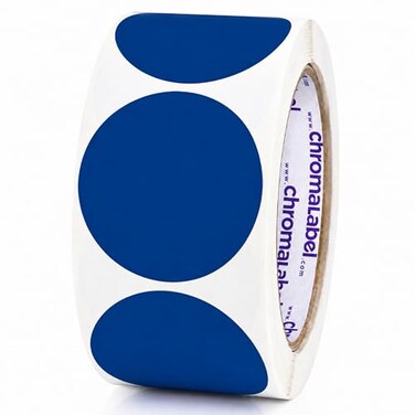 ChromaLabel 2 Inch Round Dark Blue Dot Stickers, 500/Roll