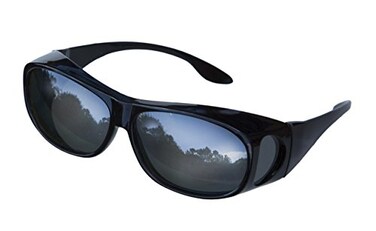 LensCovers Medium Polarized Fit Over Sunglasses, Black, Reflective Lens