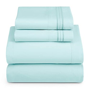 HearthHarbor Full Size Sheets - 4 Piece Bed Sheet Set, Hotel Luxury Double Brushed Bed Sheets - Extra Soft Bedding SheetsPillowcases, Full, Aqua Blue