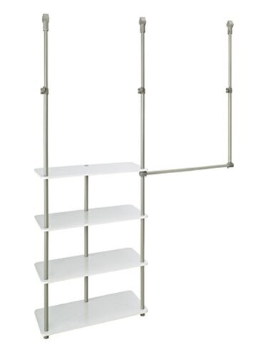 ClosetMaidMaximizer&bdquo;Closet Accessory, Add Adjustable Storage Space, 4 Shelves, Double Hang Rod, Tool Free, Add On Unit, White