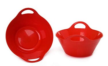 Mintra Office Mintra Home Plastic Bowls with Handles ,1.8L Medium 2pk, Red