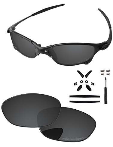 PapaViva Replacement LensesRubber KitsScrewdriverScrews for Oakley Juliet 55mm Sunglass Solid Black Polarized