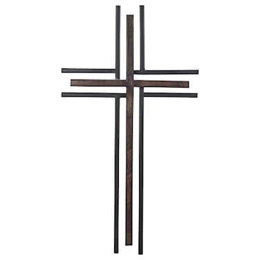 Dicksons Galvanized Look Double Layer 16 inch Decorative Metal Decorative Hanging Wall Cross