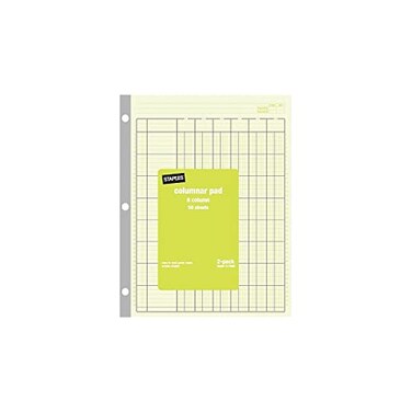 Staples Columnar Pads, 6-Column Ledger, Green, 50 Sheets, 2-Pack