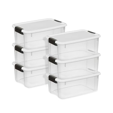Sterilite Ultra Latch Box with Lids for Home and Office, 18 Quart, 6-Pack