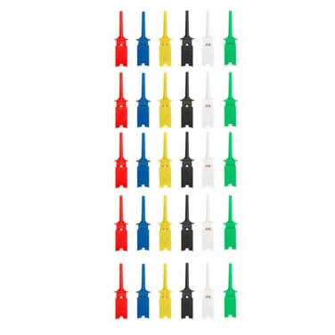 Clyxgs Mini SMD Ic Test Hook Clip Grabbers Probe Jumper for Electronic Experiment B53 Analyzer Clip 30Pcs,White red Black Blue Green Yellow