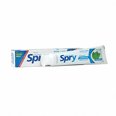 Spry Natural Fluoride Free Xylitol Toothpaste, 5oz Peppermint ,Pack of 6