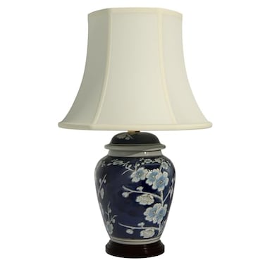 Red Lantern 22" Blue Cherry Blossom Lamp