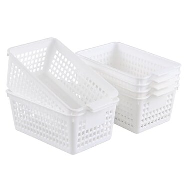 Fiazony 6-Pack White Plastic Storage Basket, Small Storage Basket