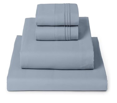 Mellanni Iconic 4-Piece, Ultra Soft Sheet Set ,Cal King, Blue Hydrangea