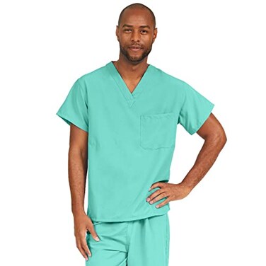 Medline PerforMAX Unisex Reversible V-Neck Scrub Top, 2 Pockets, Jade, Medium
