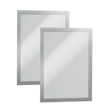 Durable Duraframe Sign Holder, Self-Adhesive, Silver, Tabloid Size, 2 Pack