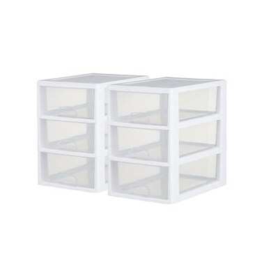 Sterilite Stacking Drawer Storage Organizer for Clothes, 6 Quart, 6-Pack
