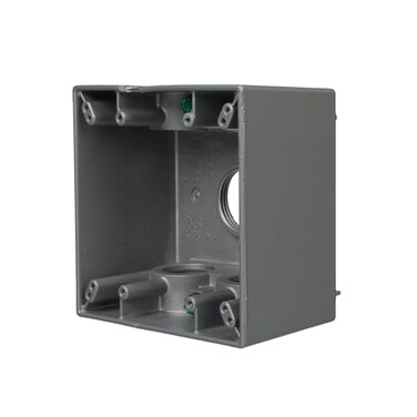 BELL 2-Gang Weatherproof Deep Box, Five 1 in. Threaded Outlets, Gray ,5389-0