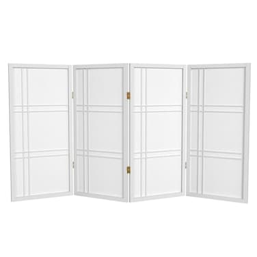 Red Lantern 3 ft. Short Double Cross Shoji Screen - White - 4 Panels
