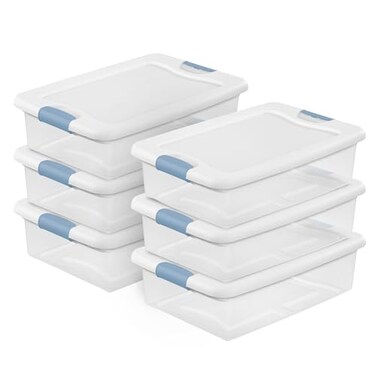 Sterilite Latching Box with Lids for Home and Office, 32 Quart, 6-Pack