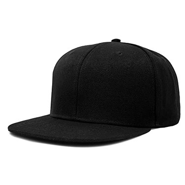 DALIX Flat Billed Baseball Cap Adjustable Hat Size S M L in Black