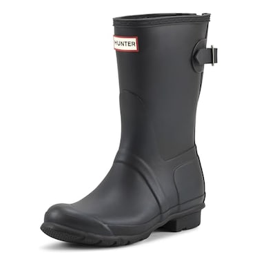 Hunter Women's Original Back Adjustable Short Rain Boots, Black, 7 Medium