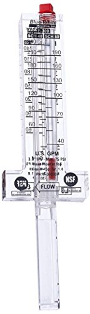 General Tools Blue-White Flowmeter for 3" PVC Pipe, Horizontal Installation