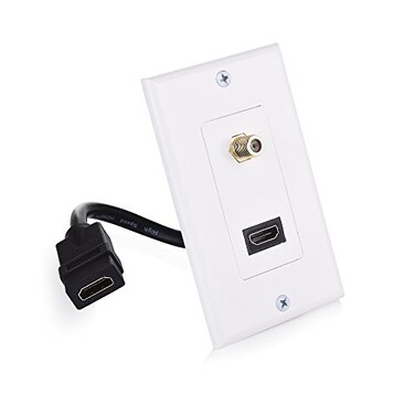 Cable Matters HDMI Wall Plate with Coax Outlet, Coax Wall Plate, White