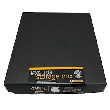 Lineco Clamshell Archival Storage Box, 11x14x1.75 Inch, Black