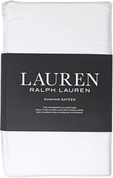 Ralph Lauren Dunham Cotton Sateen White Two Standard Pillowcases