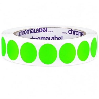 ChromaLabel Fluorescent Green Dot Stickers, 3/4 Inch, 1000/Roll
