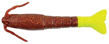 Berkley Gulp! Shrimp, 3in, 3" ,6 Count, Root Beer Gold/Chartreuse