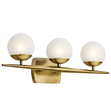 Kichler Jasper 3-Light Bathroom Vanity Light, Natural Brass