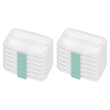 Sterilite Small Divided Box, Storage Bin w/Latching Lid, Clear, 12 Pack