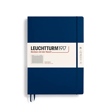 LEUCHTTURM1917 - Notebook Hardcover Master Classic A4- 235 Numbered Pages for Writing and Journaling ,Navy, Squared