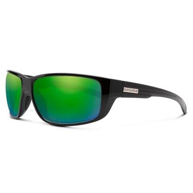 Suncloud Milestone Polarized Sunglass with Polycarbonate Lens, Black Frame/Green Mirror, One Size