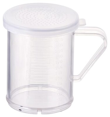 Winco 10 oz Clear Plastic Dredge with 3 Snap-on Lids
