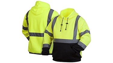 Pyramex Safety Pullover Sweatshirt With Black Bottom Hi Vis Lime 2X Large